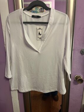 White Henley Tunic Top